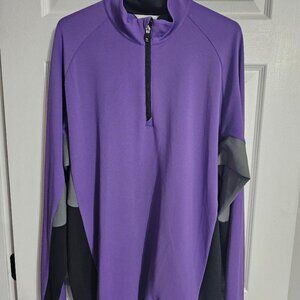 Cutter & Buck Traverse colorblock 1/4 zip pullover Men's XL Purple sun protect
